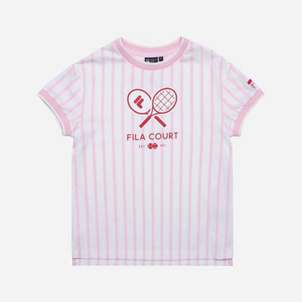 Camisetas Manga Corta Fila Niñas Rosas / Blancas - Racket S/S - España 289670TGP